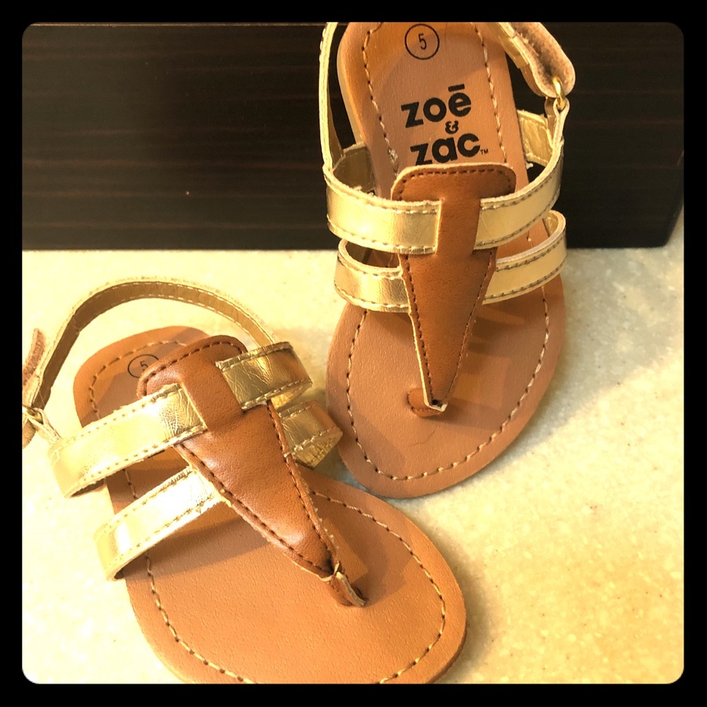 Zoe and zac toddler sandals. Tan and gold